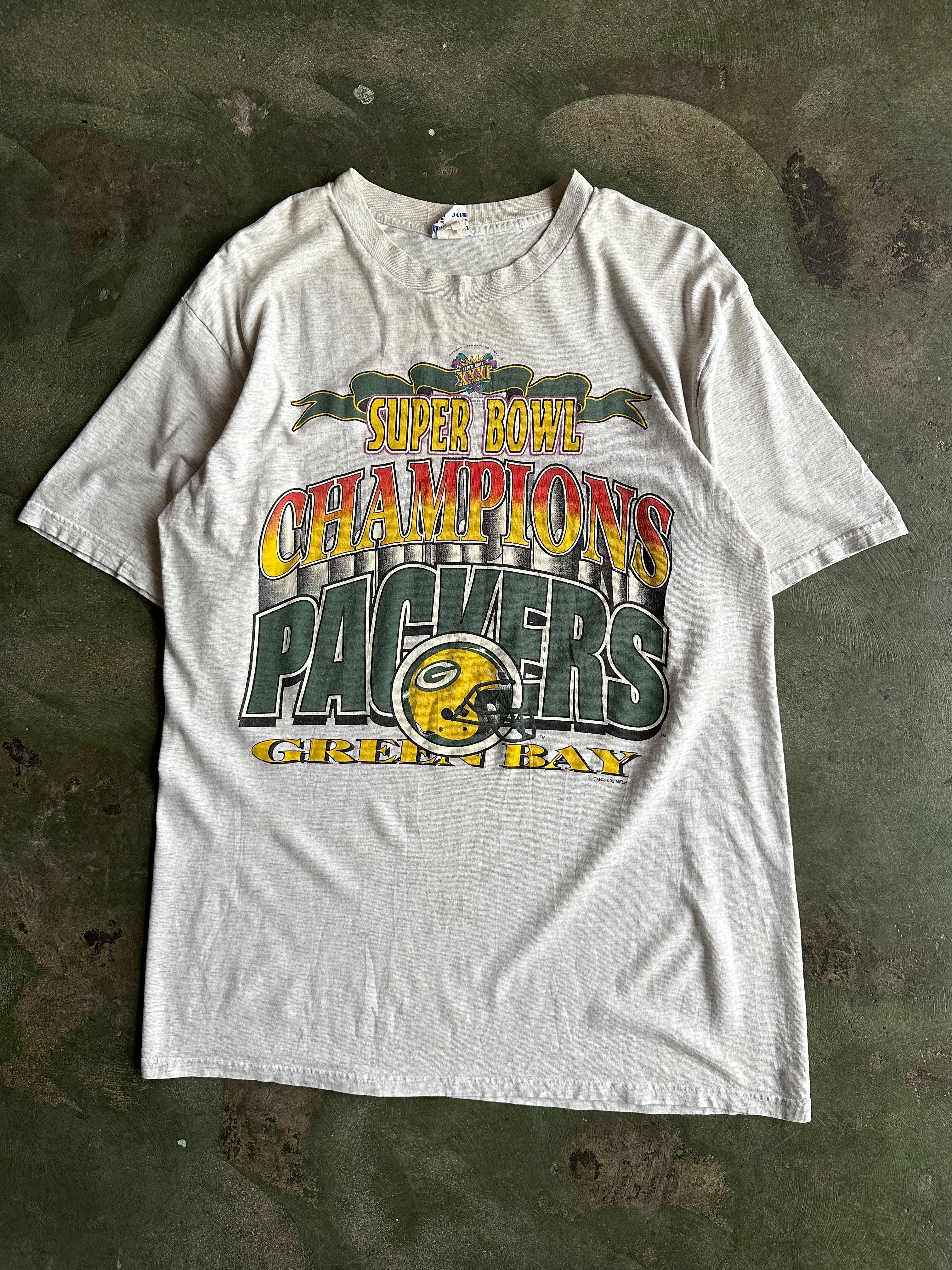 Vintage 1997 Green Bay Packers Super Bowl Champions Faded Gray