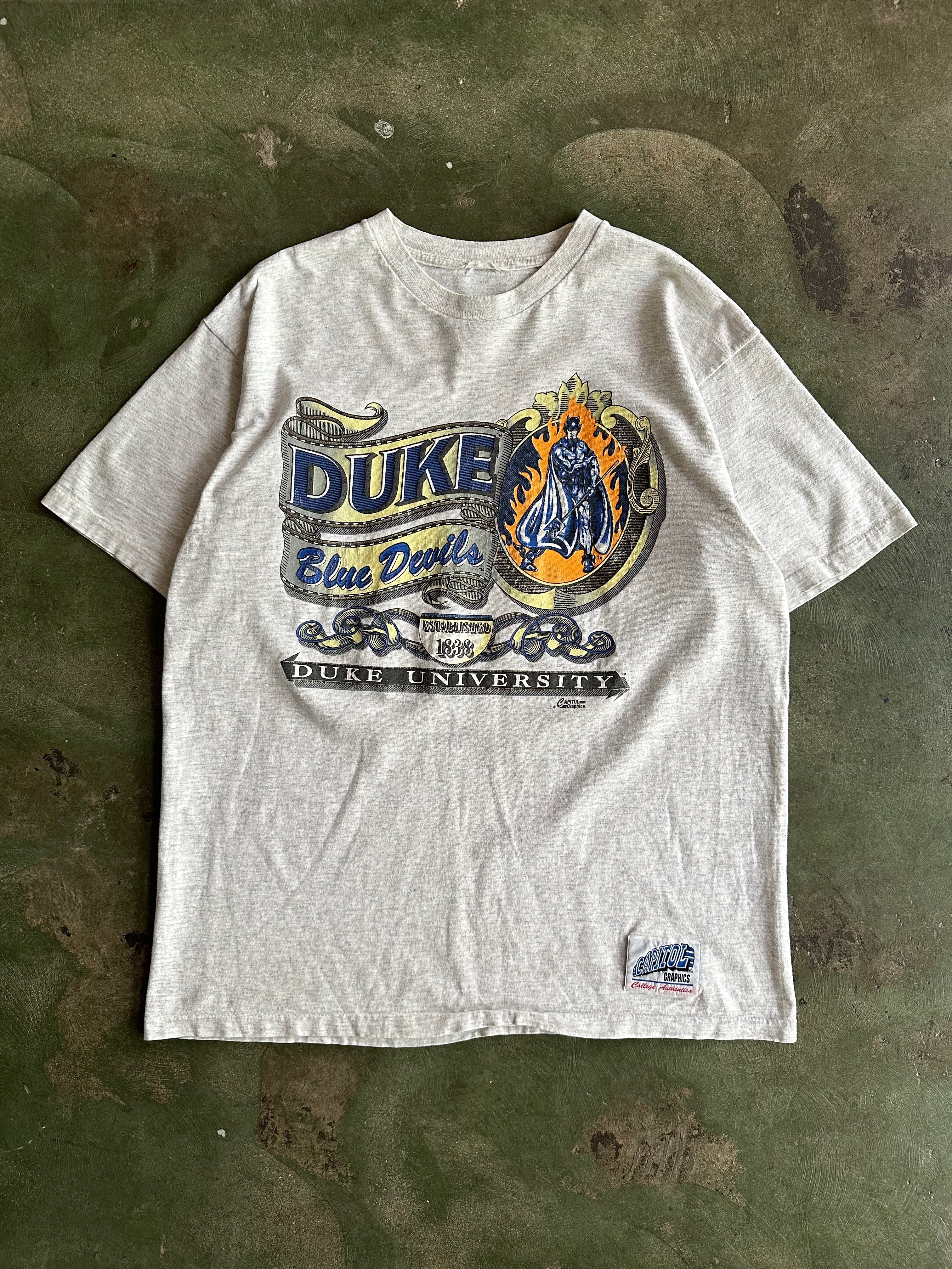 Vintage 90s Duke Blue Devils NCAA T Shirt L Room On Fire