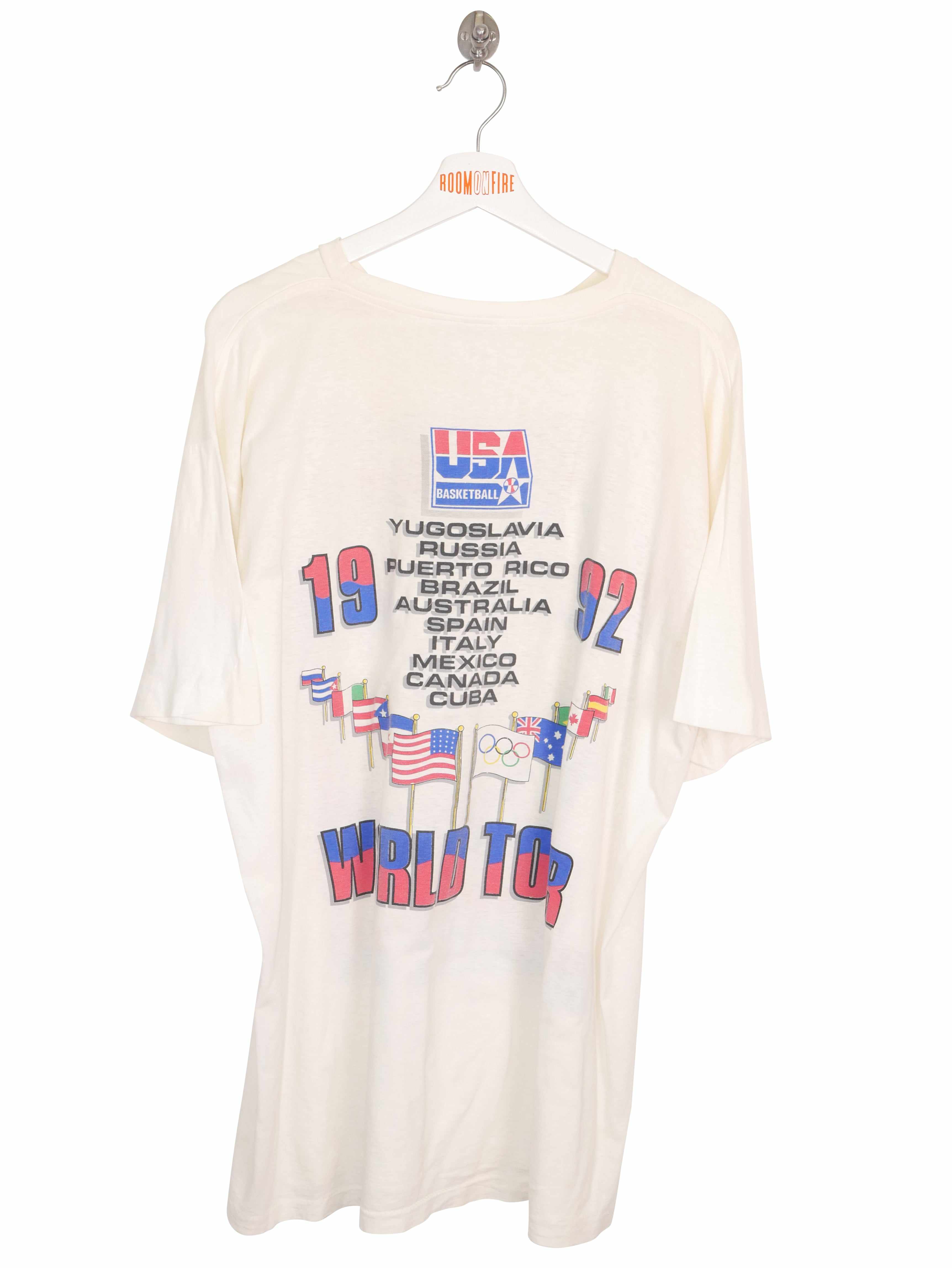 Vintage 1992 Dream Team World Tour Basketball T-Shirt (XL)-T-SHIRT-PRO SPORT-SIZE XL-Room On Fire