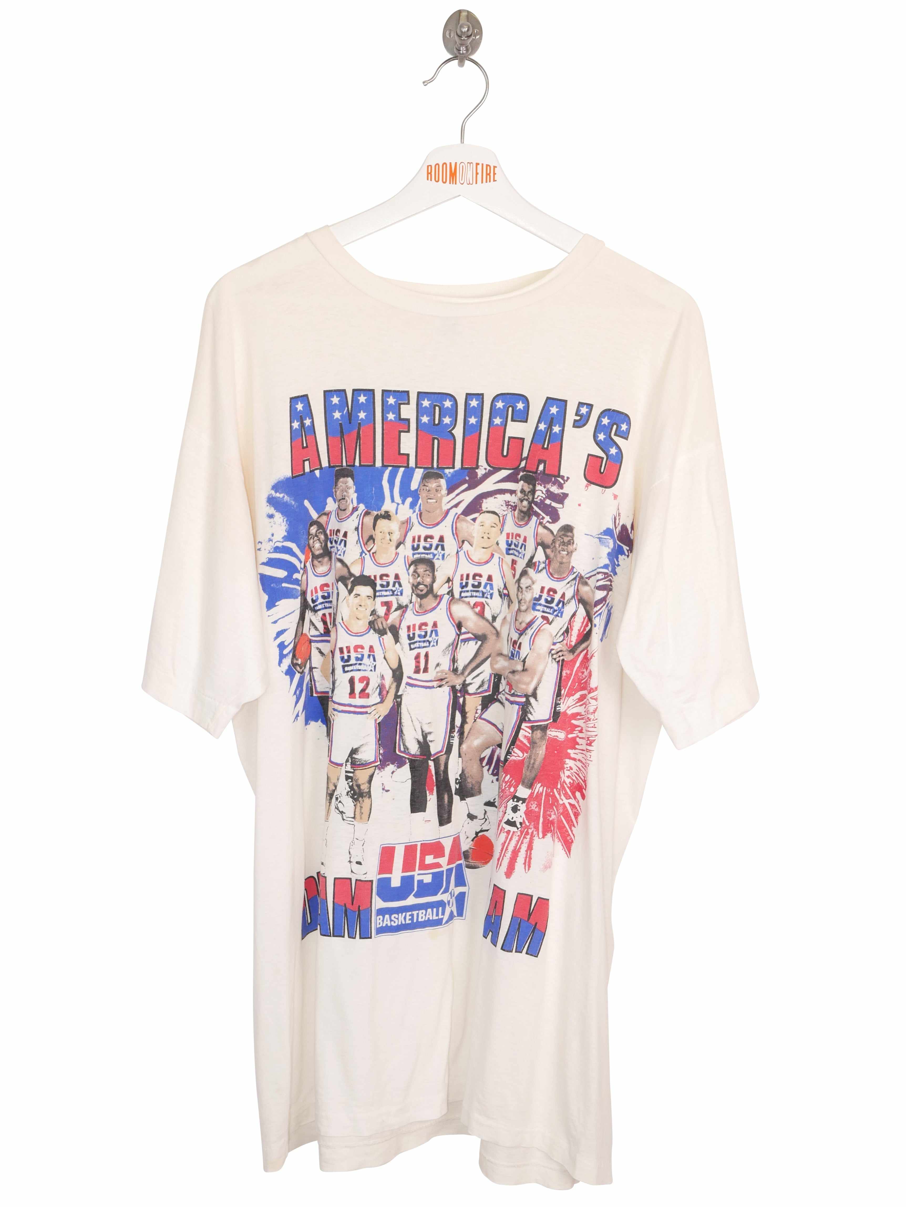 Vintage 1992 Dream Team World Tour Basketball T-Shirt (XL)-T-SHIRT-PRO SPORT-SIZE XL-Room On Fire