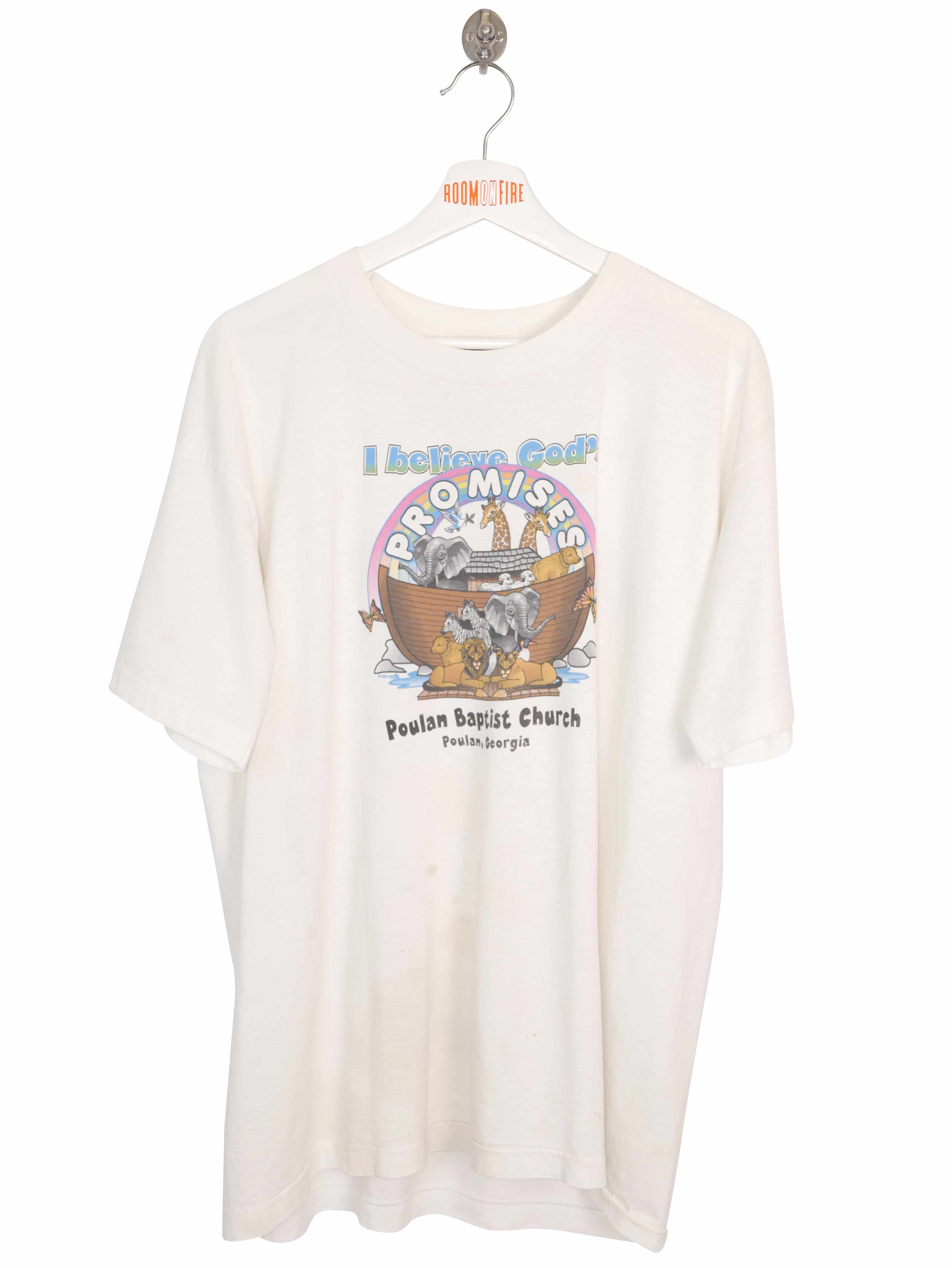 Vintage 1995 Poulan Baptist Church 'I Believe God's Promises' T-Shirt (XL)-T-SHIRT-MISCELLANEOUS-SIZE XL-Room On Fire